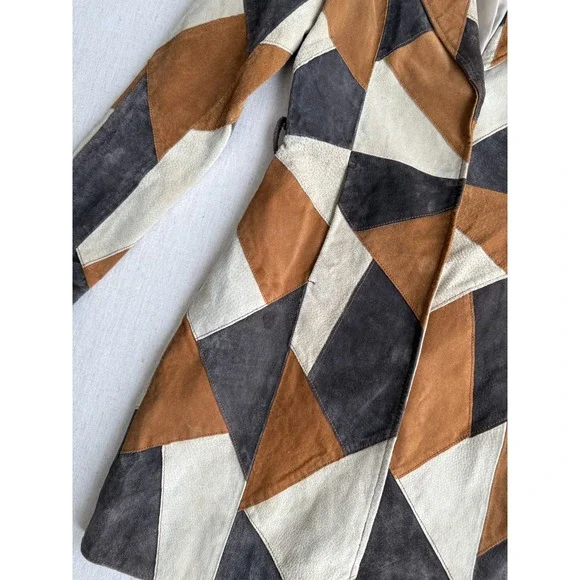 BB Dakota y2k vtg boho brown patchwork suede jacket size S - Picture 2 of 6